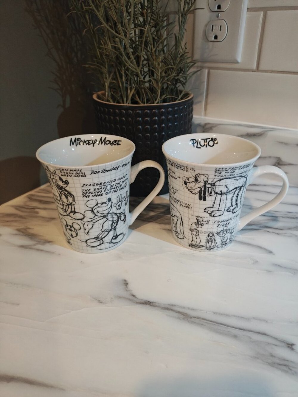 Disney Sketch Book Mickey Mouse & Pluto Character Construction Mugs – Set of 2 - Picture 6 of 14